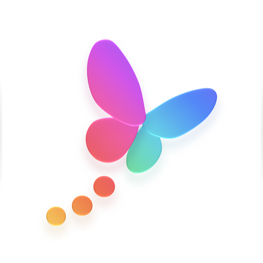 The CreatingMe app icon: a butterfly with three dots trailing behind it